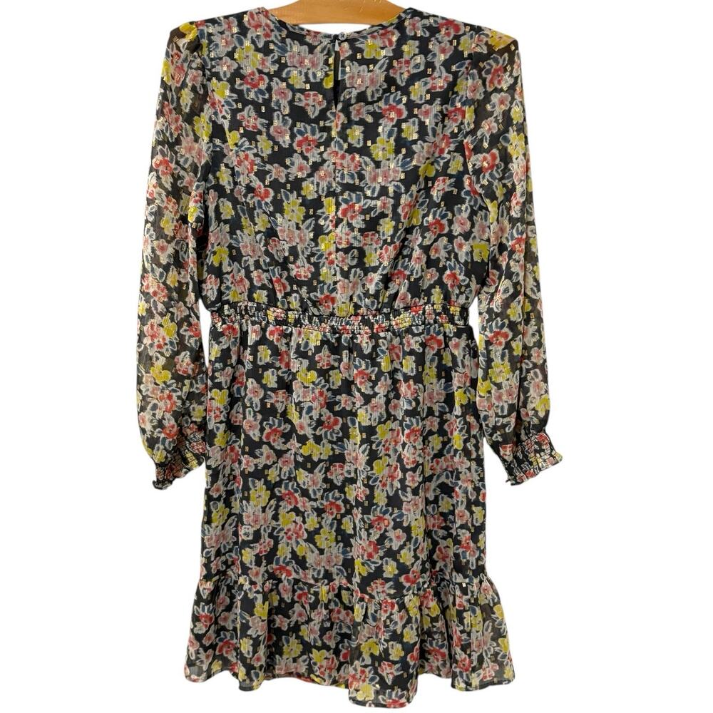 Ann Taylor LOFT | Dress Floral Long Sleeve Metallic Fun Flirty- Medium Petite - Picture 8 of 8